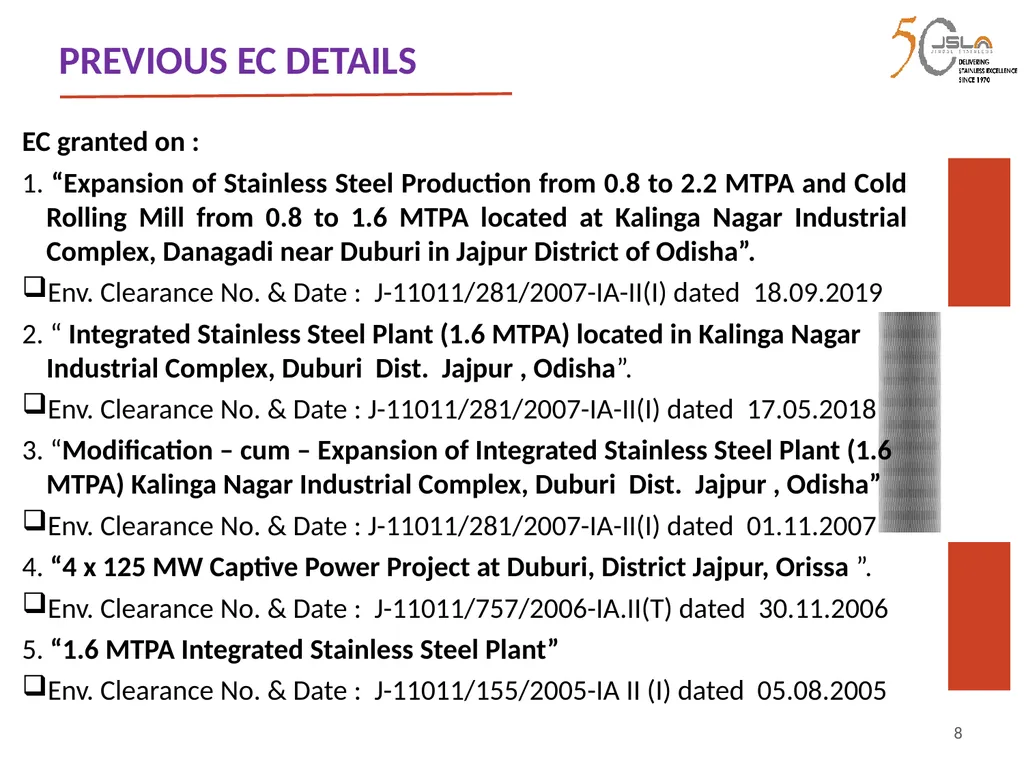 1 Environment Clearance (EC) for Expansion of - slide 8 of 70