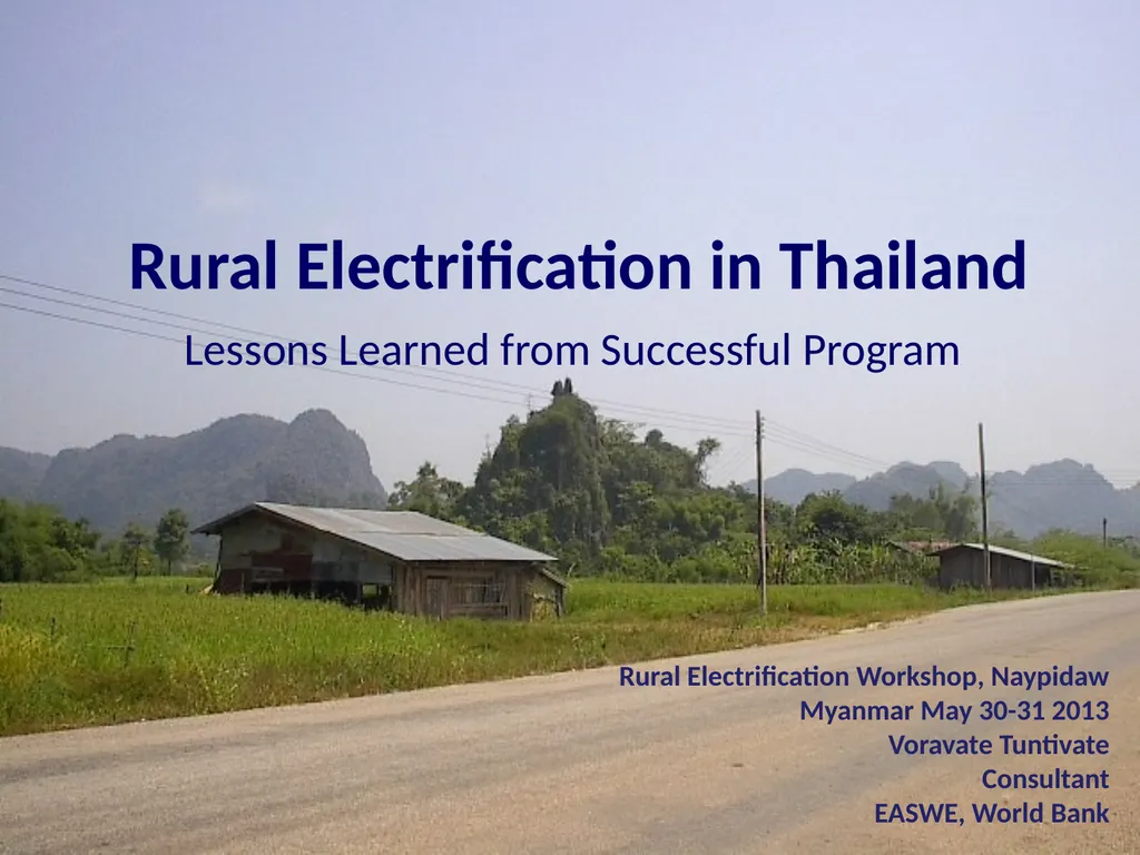 1 Rural Electrification in Thailand Lessons - slide 1 of 35