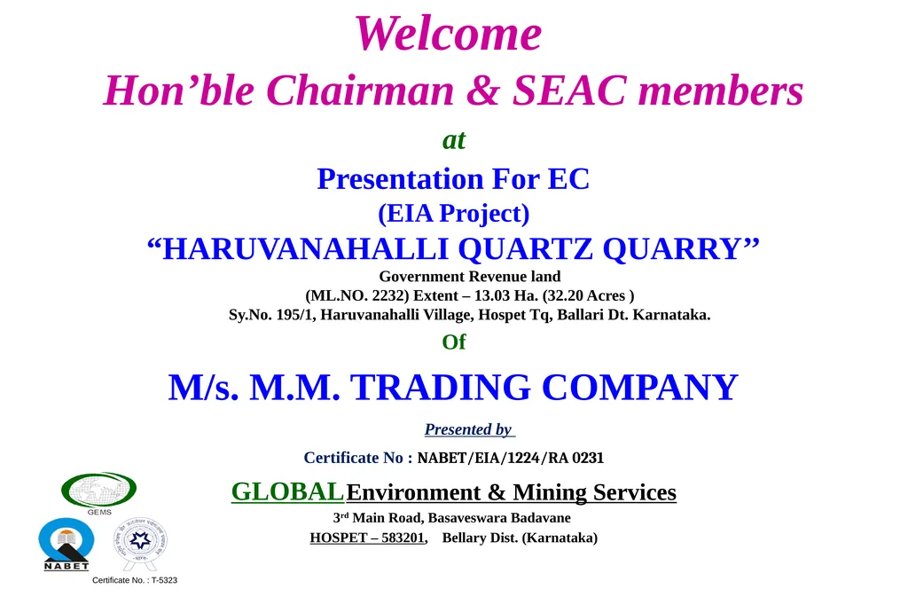 Welcome Hon’ble Chairman & SEAC members at