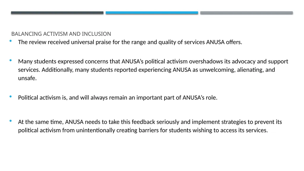 ANUSA GOVERNANCE REVIEW SUMMARY FINDINGS & - slide 13 of 50
