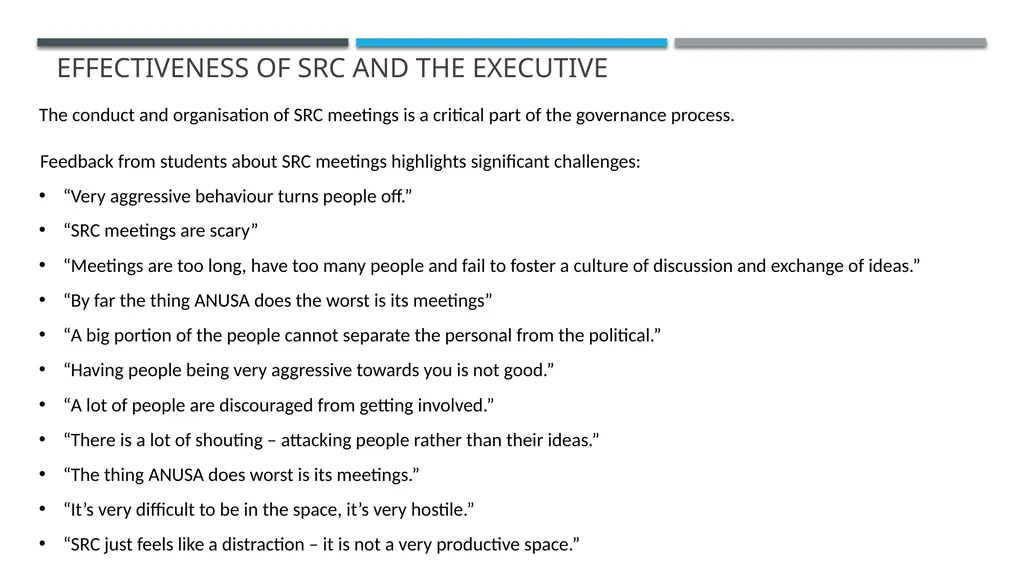 ANUSA GOVERNANCE REVIEW SUMMARY FINDINGS & - slide 15 of 50