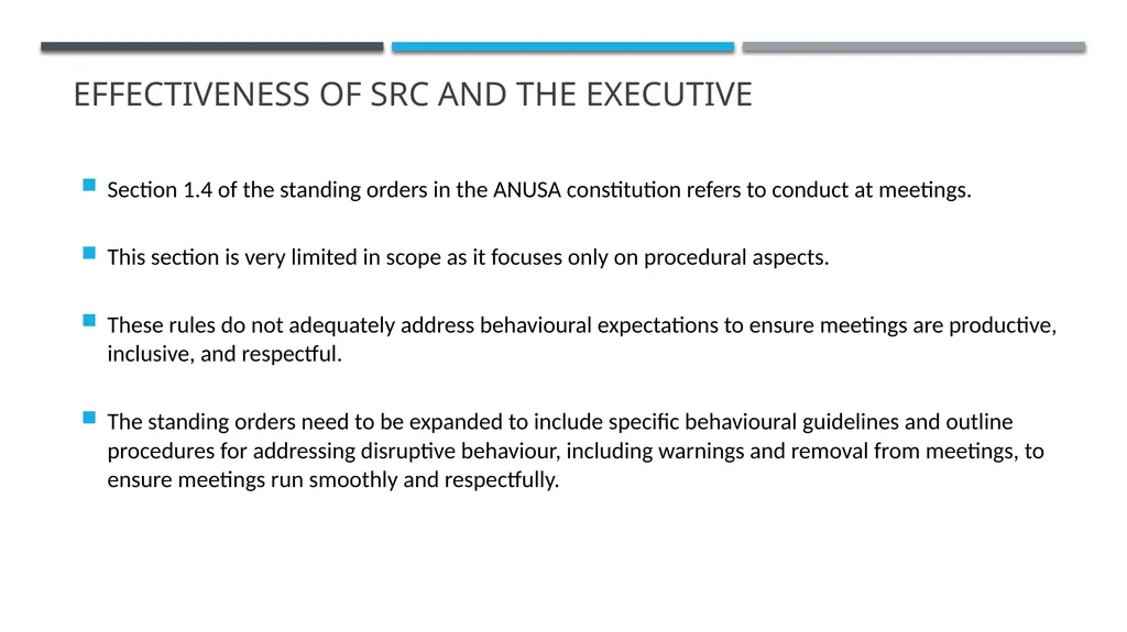 ANUSA GOVERNANCE REVIEW SUMMARY FINDINGS & - slide 17 of 50
