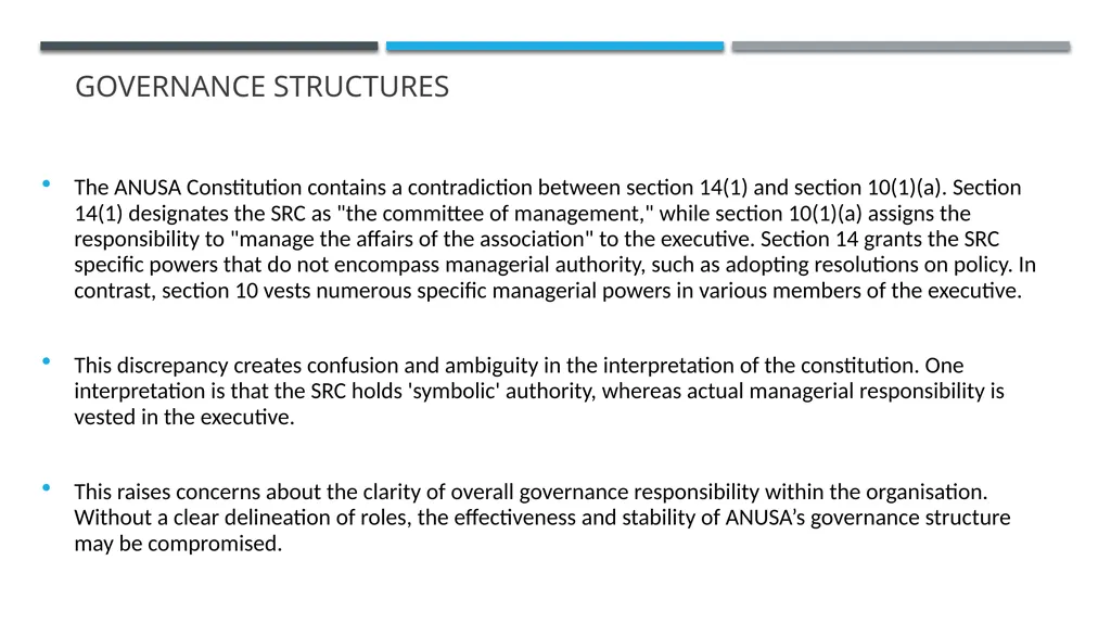 ANUSA GOVERNANCE REVIEW SUMMARY FINDINGS & - slide 10 of 50