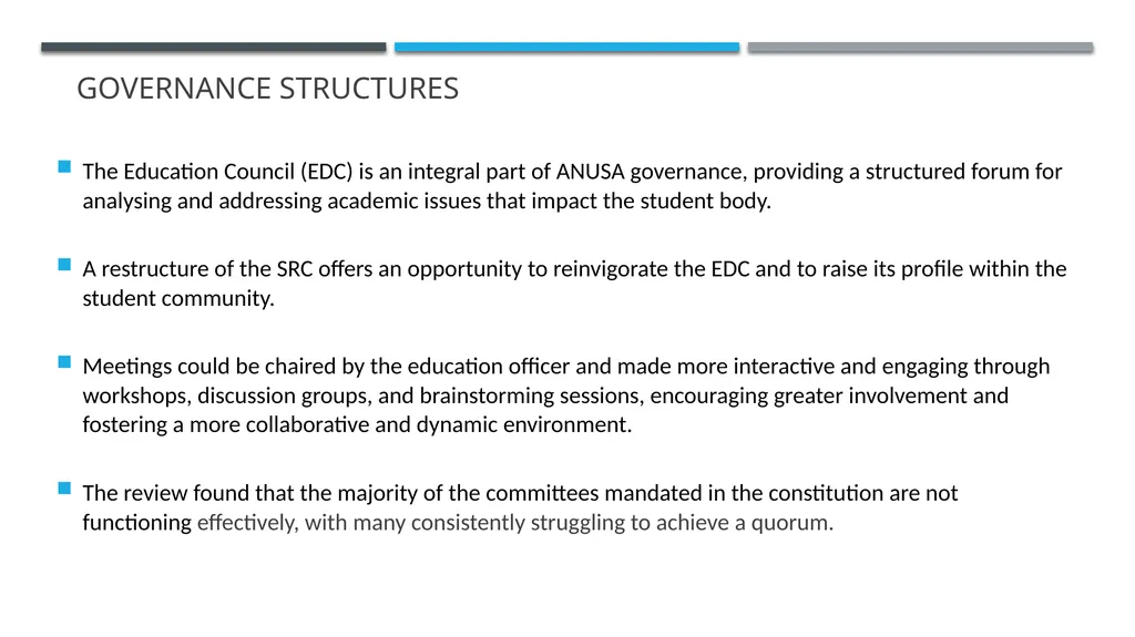 ANUSA GOVERNANCE REVIEW SUMMARY FINDINGS & - slide 12 of 50