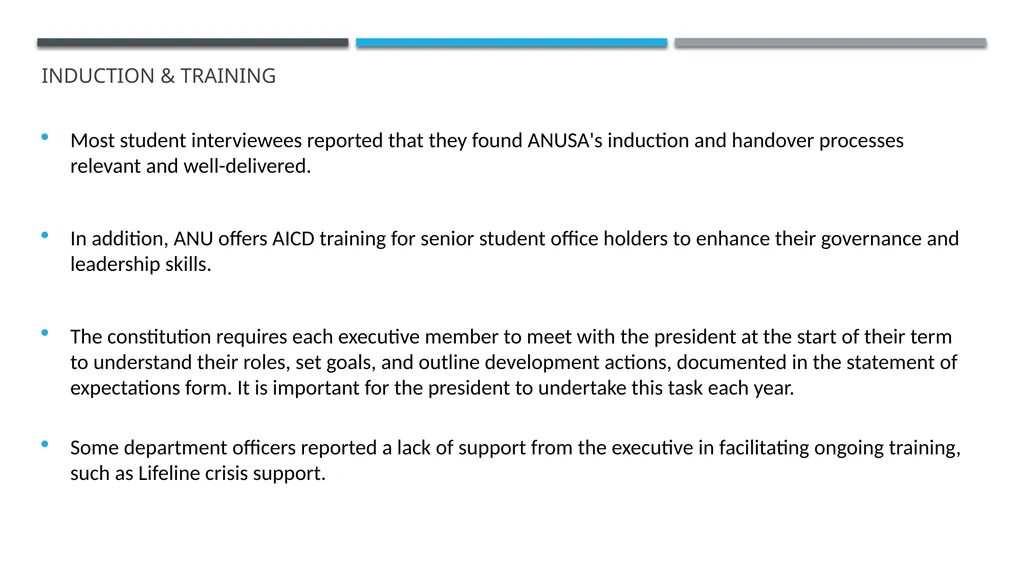 ANUSA GOVERNANCE REVIEW SUMMARY FINDINGS & - slide 30 of 50