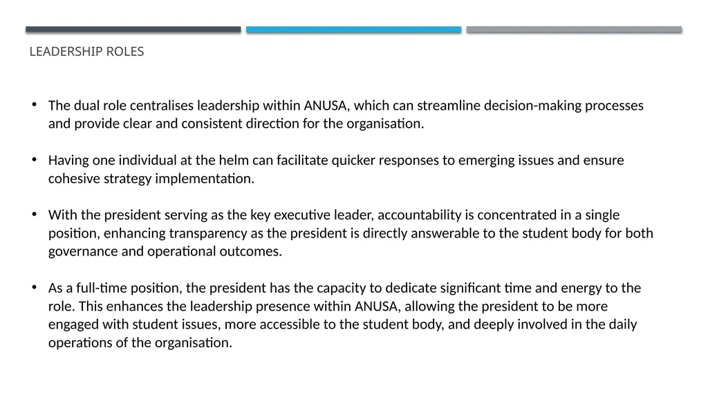 ANUSA GOVERNANCE REVIEW SUMMARY FINDINGS & - slide 21 of 50