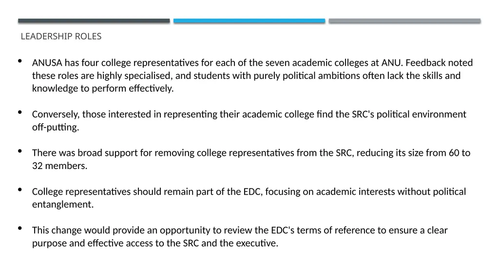 ANUSA GOVERNANCE REVIEW SUMMARY FINDINGS & - slide 25 of 50