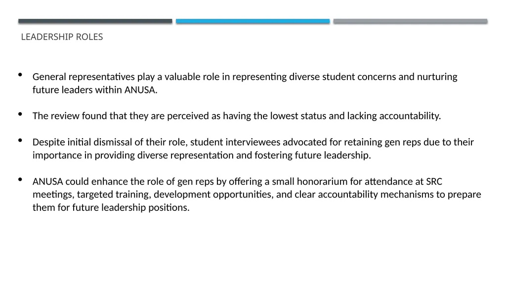ANUSA GOVERNANCE REVIEW SUMMARY FINDINGS & - slide 27 of 50