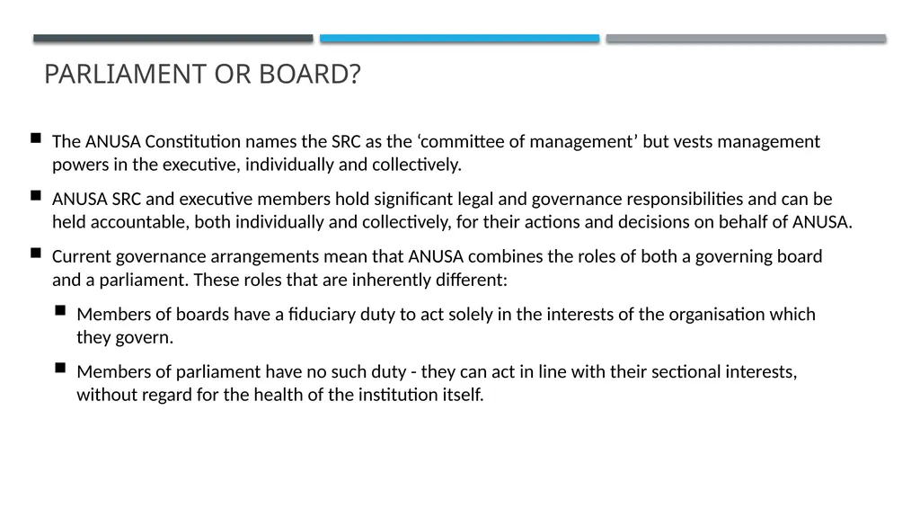 ANUSA GOVERNANCE REVIEW SUMMARY FINDINGS & - slide 7 of 50