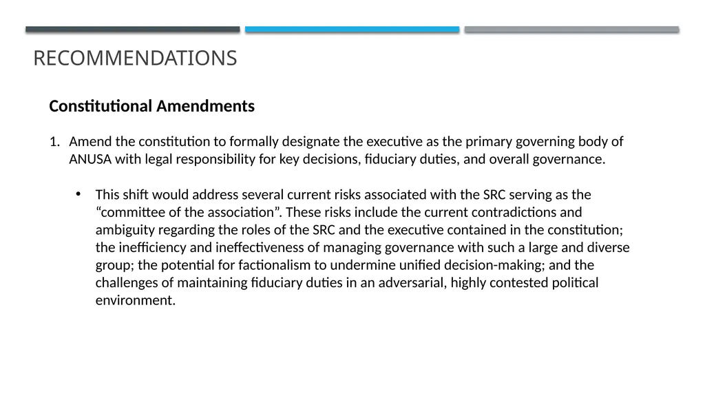 ANUSA GOVERNANCE REVIEW SUMMARY FINDINGS & - slide 37 of 50