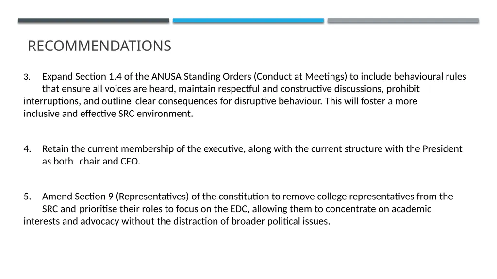 ANUSA GOVERNANCE REVIEW SUMMARY FINDINGS & - slide 39 of 50
