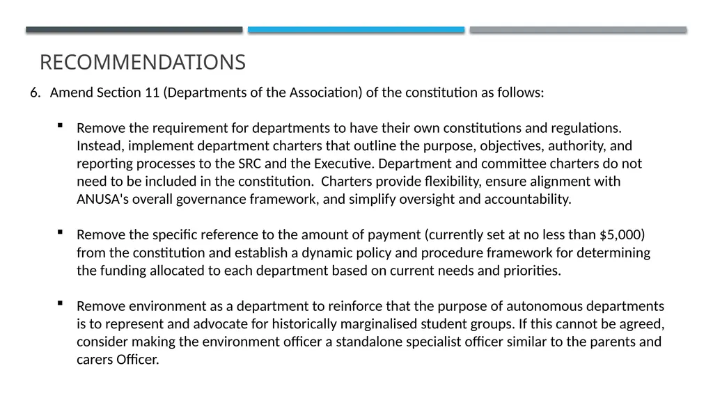 ANUSA GOVERNANCE REVIEW SUMMARY FINDINGS & - slide 40 of 50