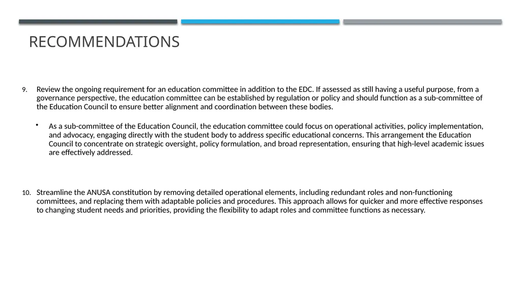 ANUSA GOVERNANCE REVIEW SUMMARY FINDINGS & - slide 43 of 50