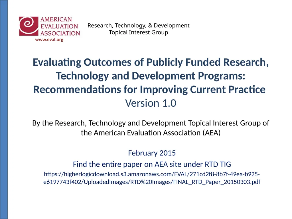 Evaluating Outcomes of Publicly Funded Research, - slide 1 of 36