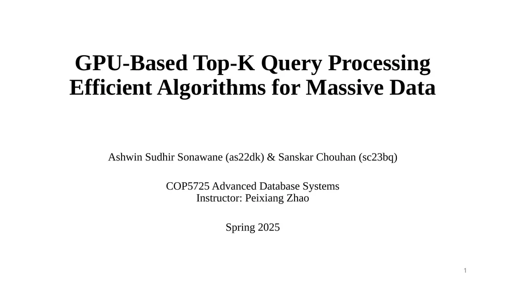 GPU-Based Top-K Query Processing Efficient - slide 1 of 12
