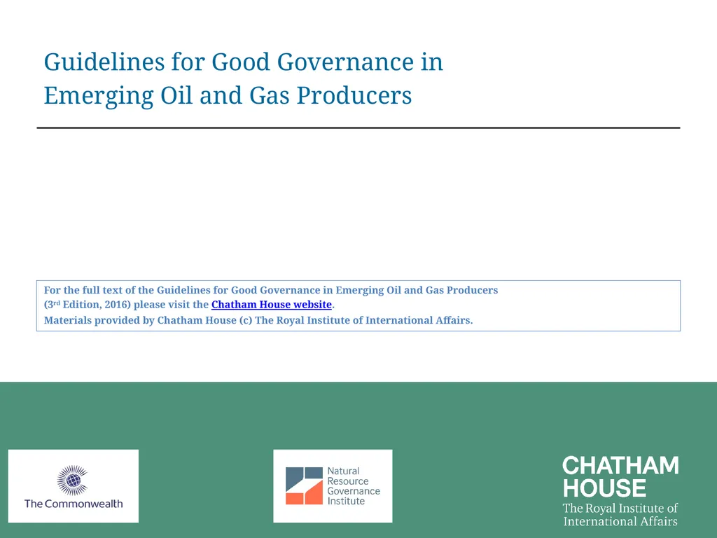 Guidelines for Good Governance in Emerging Oil and - slide 1 of 71