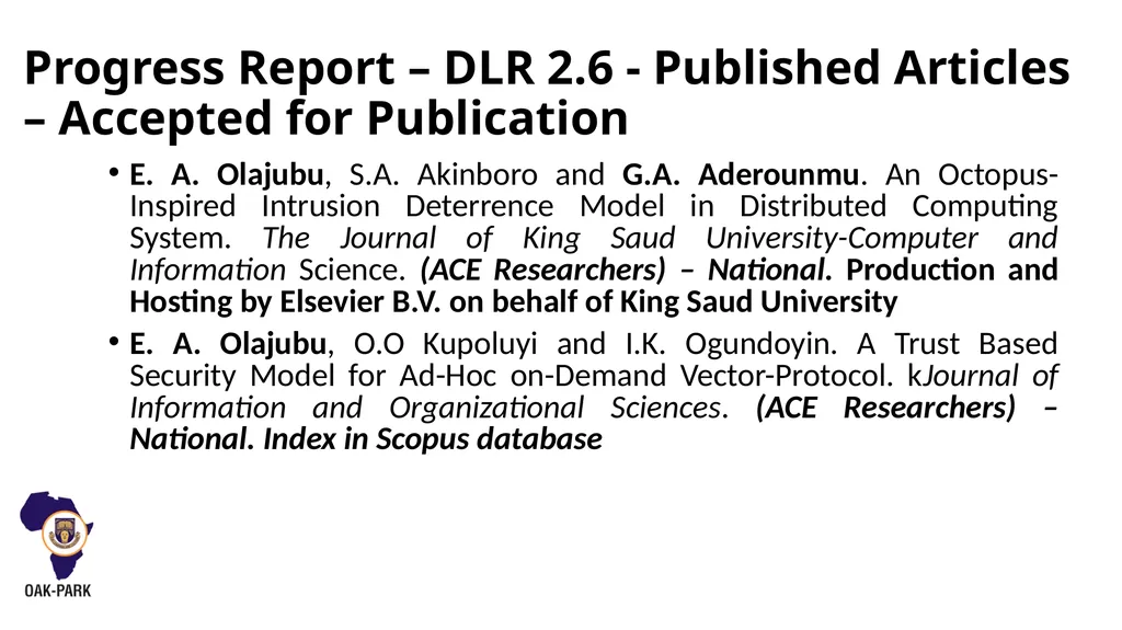 OAU-ICT DRIVEN KNOWLEDGE PARK OBAFEMI AWOLOWO - slide 15 of 27