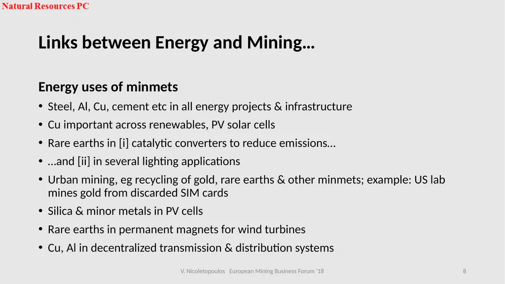 European Mining Business Forum 2018 Panel 2 Sofia, - slide 8 of 16
