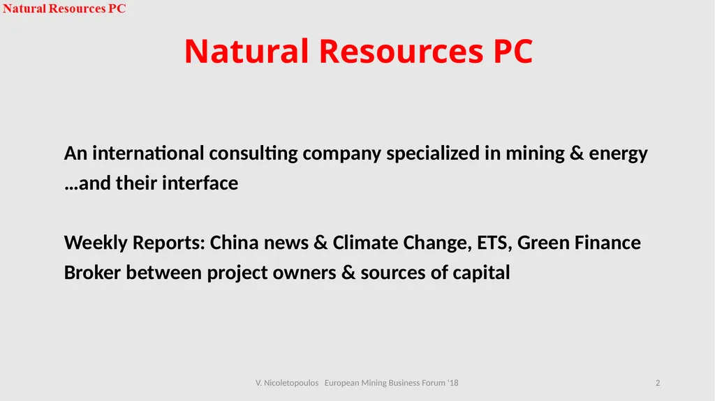 European Mining Business Forum 2018 Panel 2 Sofia, - slide 2 of 16