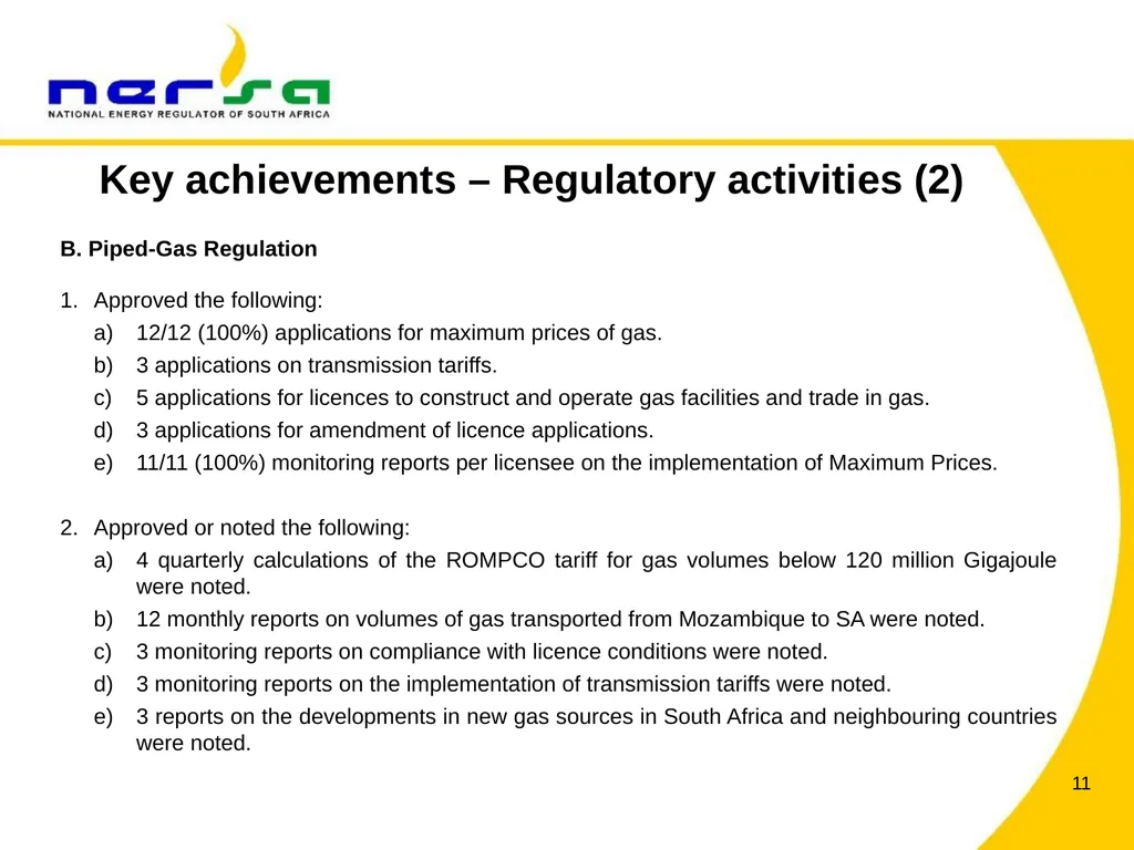 PRESENTATION BY NERSA CHAIRPERSON, MR THEMBANI - slide 11 of 91
