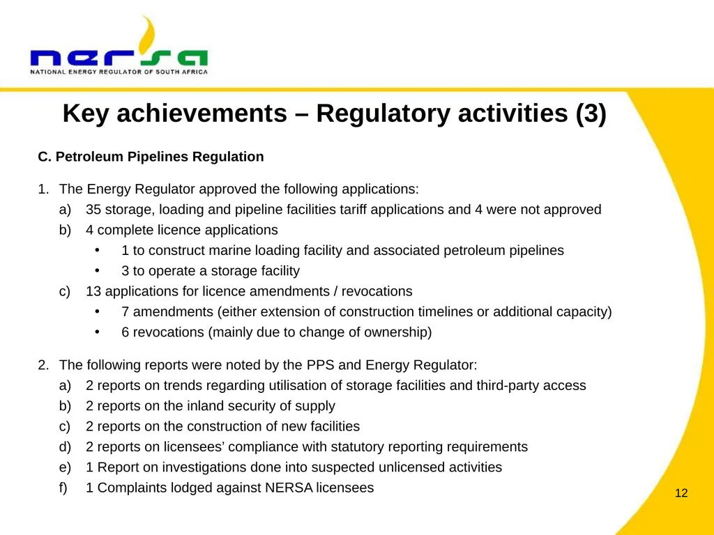 PRESENTATION BY NERSA CHAIRPERSON, MR THEMBANI - slide 12 of 91