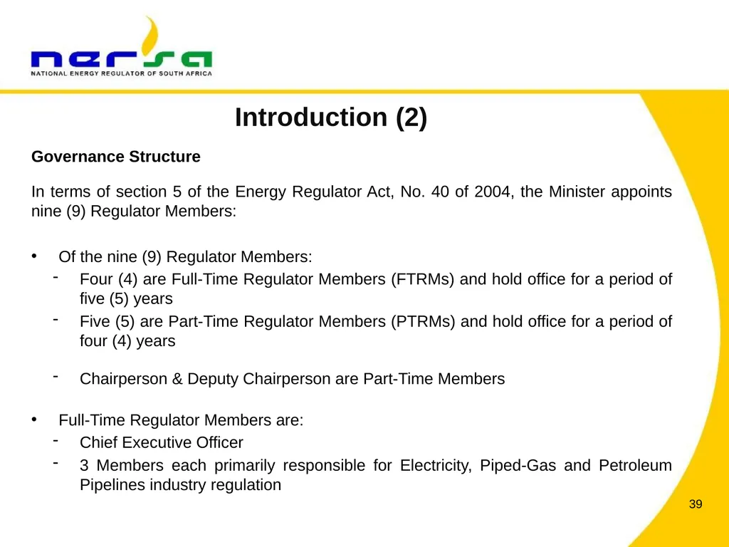 PRESENTATION BY NERSA CHAIRPERSON, MR THEMBANI - slide 39 of 91