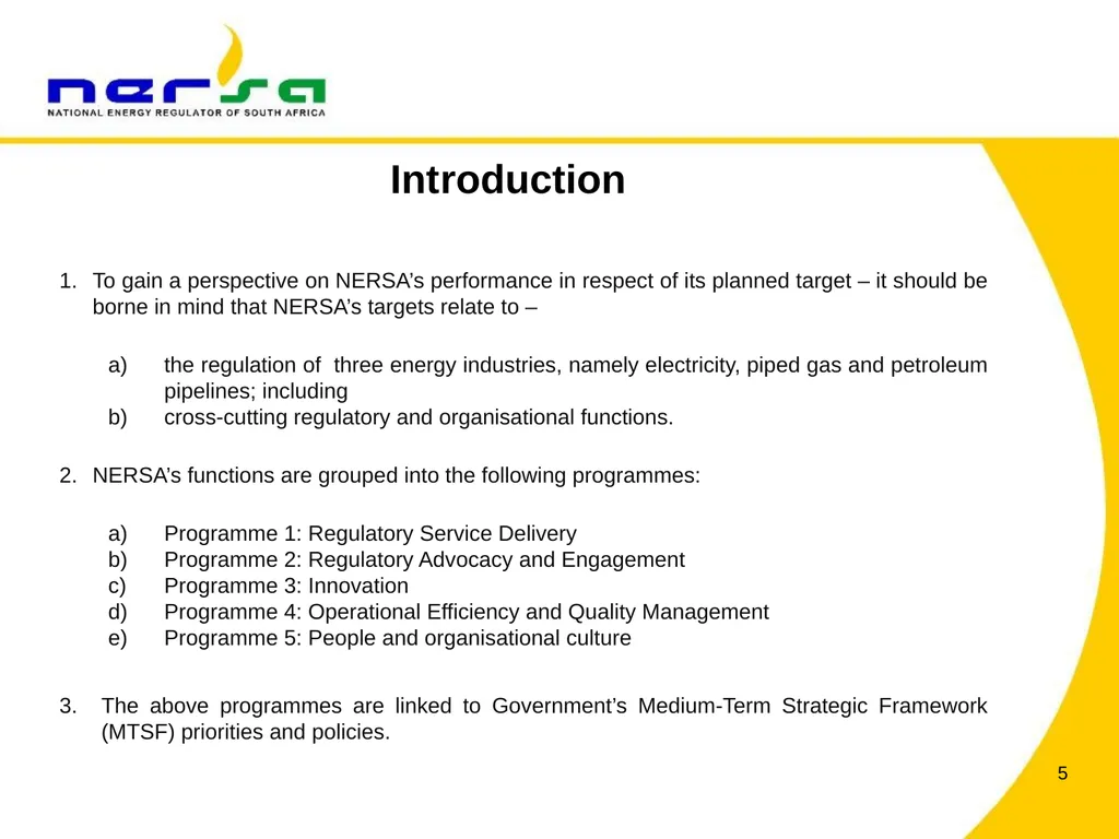 PRESENTATION BY NERSA CHAIRPERSON, MR THEMBANI - slide 5 of 91
