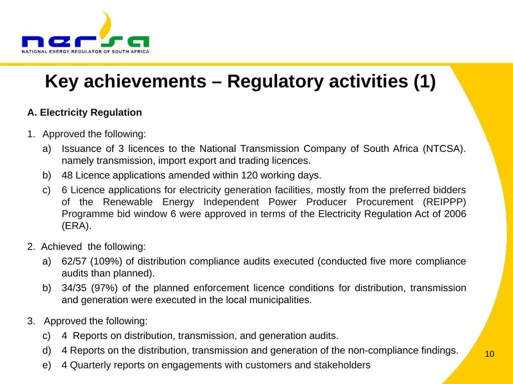 PRESENTATION BY NERSA CHAIRPERSON, MR THEMBANI - slide 10 of 91