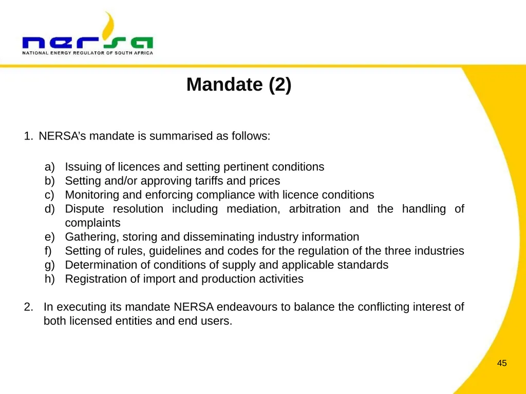 PRESENTATION BY NERSA CHAIRPERSON, MR THEMBANI - slide 45 of 91