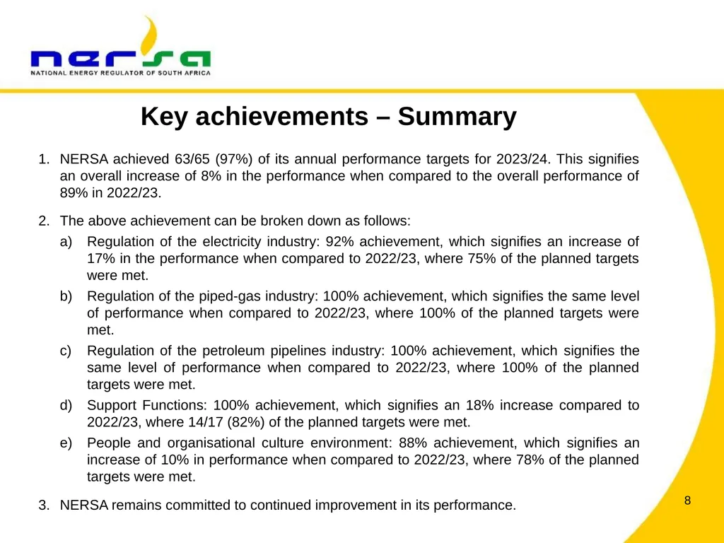 PRESENTATION BY NERSA CHAIRPERSON, MR THEMBANI - slide 8 of 91