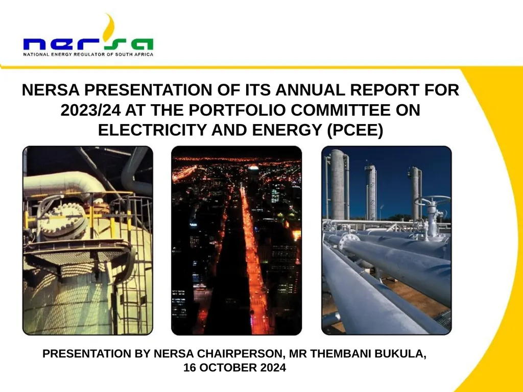 PRESENTATION BY NERSA CHAIRPERSON, MR THEMBANI - slide 1 of 91