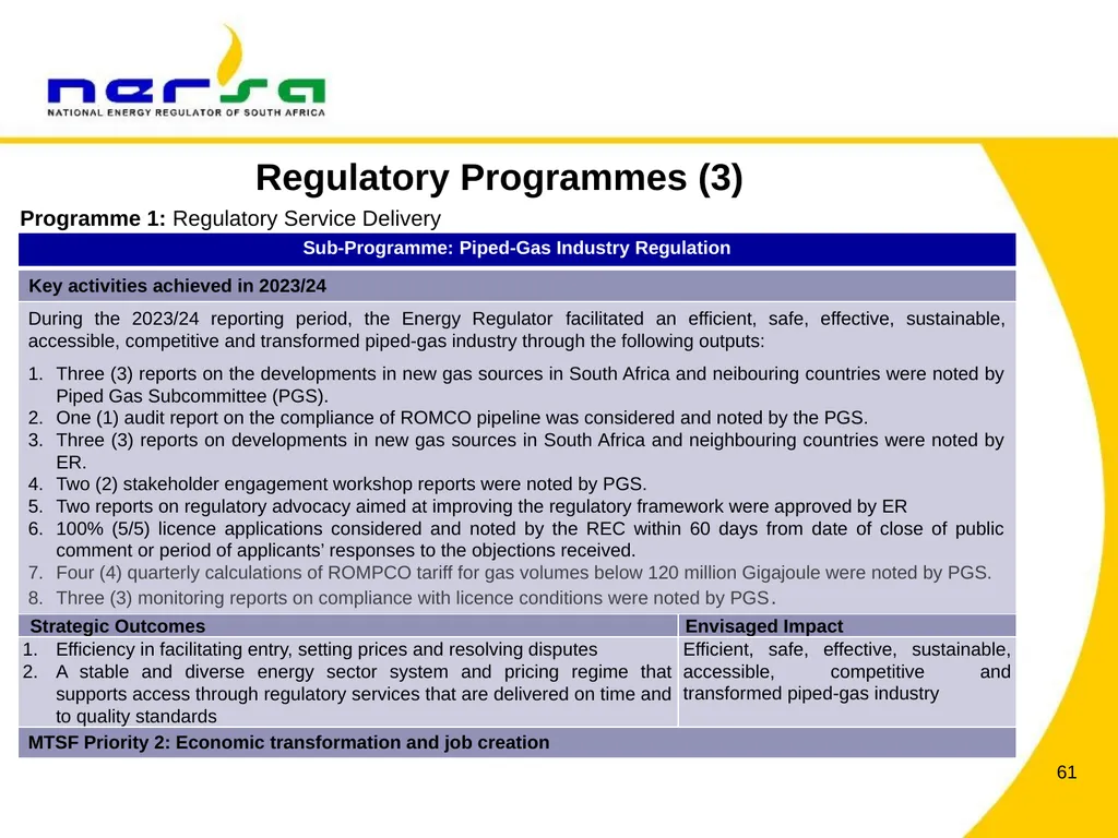PRESENTATION BY NERSA CHAIRPERSON, MR THEMBANI - slide 61 of 91