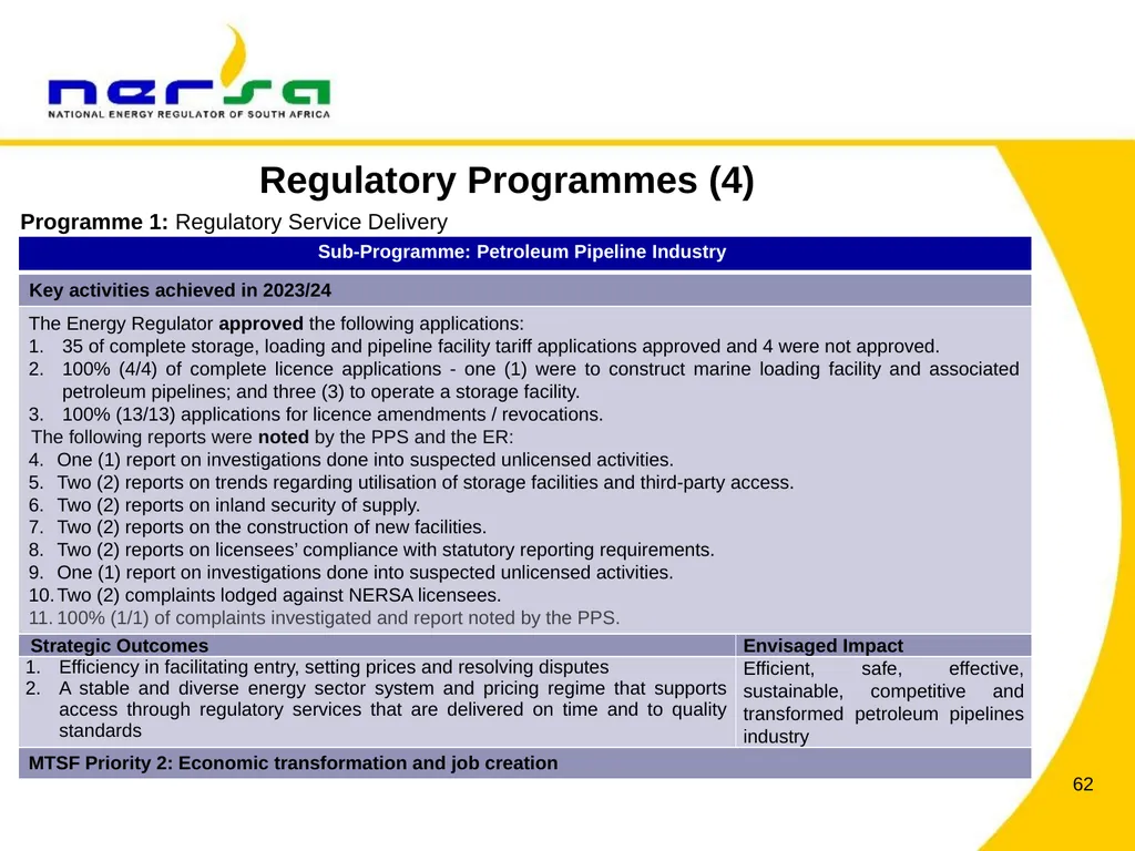 PRESENTATION BY NERSA CHAIRPERSON, MR THEMBANI - slide 62 of 91