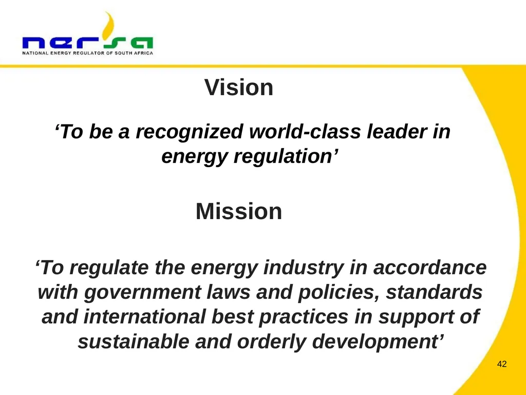 PRESENTATION BY NERSA CHAIRPERSON, MR THEMBANI - slide 42 of 91