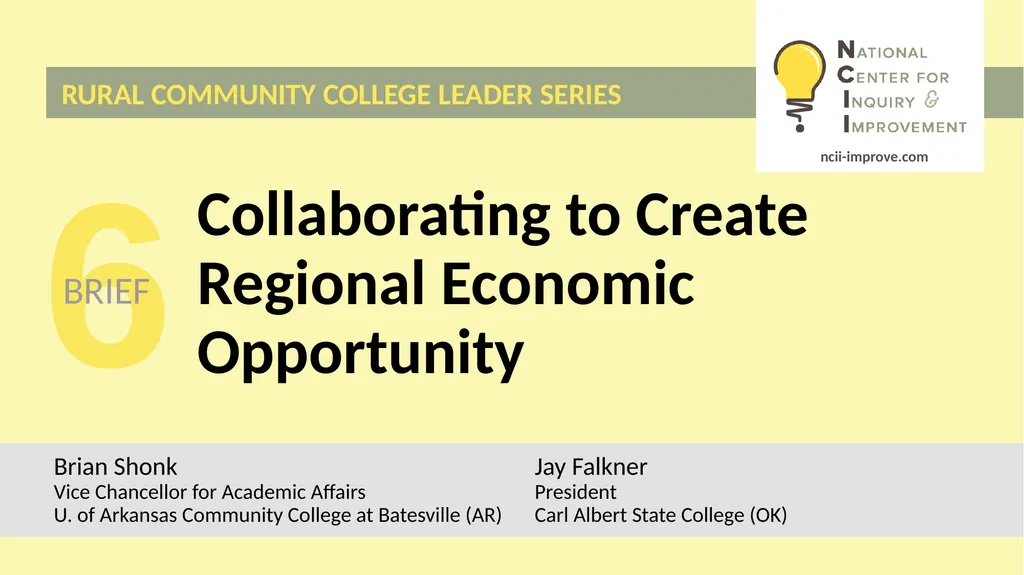 6 Collaborating to Create Regional Economic