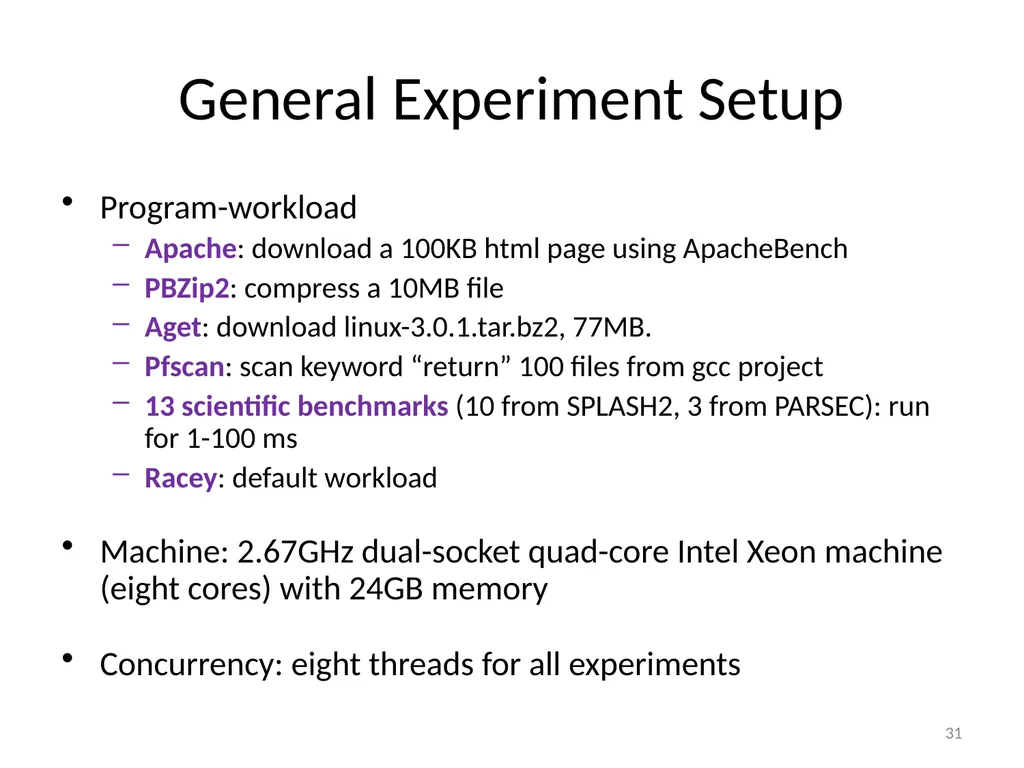PEREGRINE: Efficient Deterministic Multithreading - slide 31 of 36
