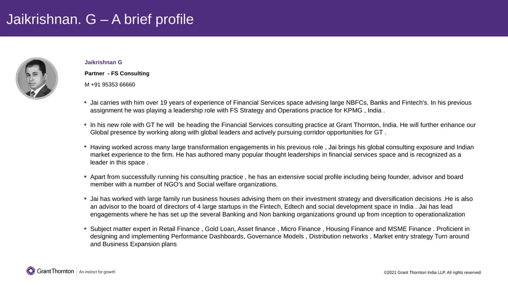 Jaikrishnan. G – A brief profile Jai carries with