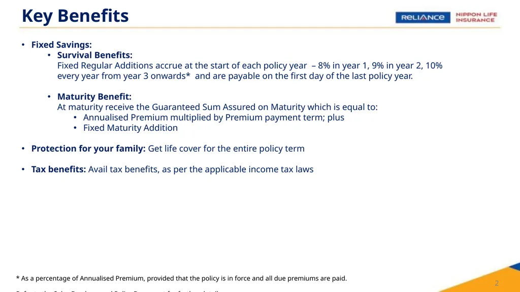 Reliance Nippon Life Fixed Savings (A Non-Linked - slide 2 of 14