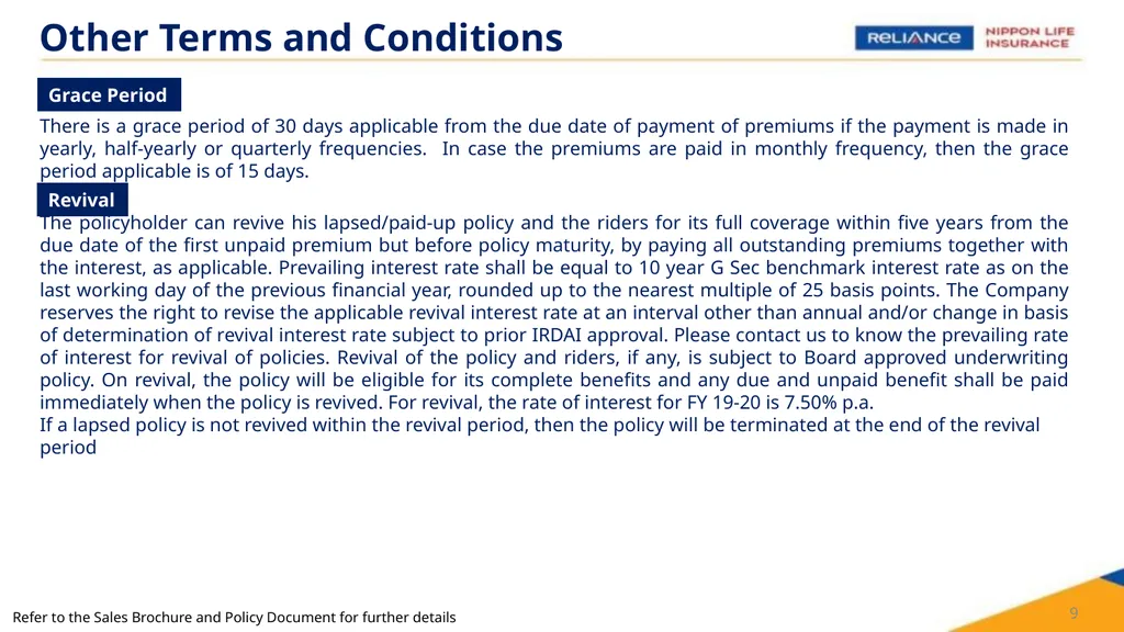 Reliance Nippon Life Fixed Savings (A Non-Linked - slide 9 of 14
