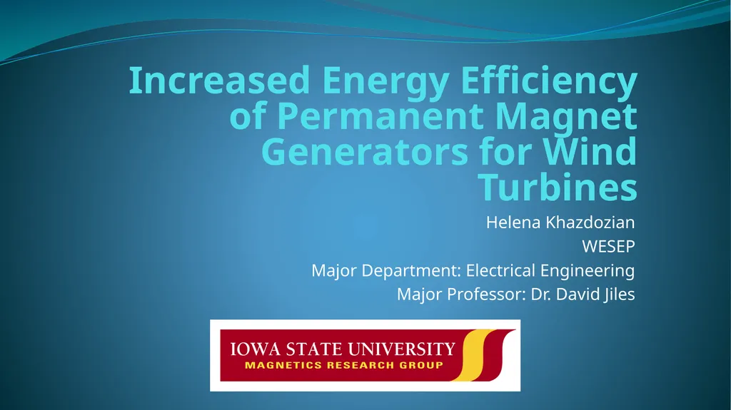 Increased Energy Efficiency of Permanent Magnet - slide 1 of 14