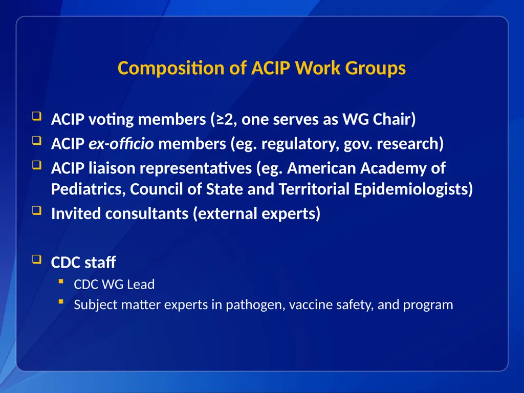 Dr. Kathleen Dooling ACIP Work Groups National - slide 5 of 20