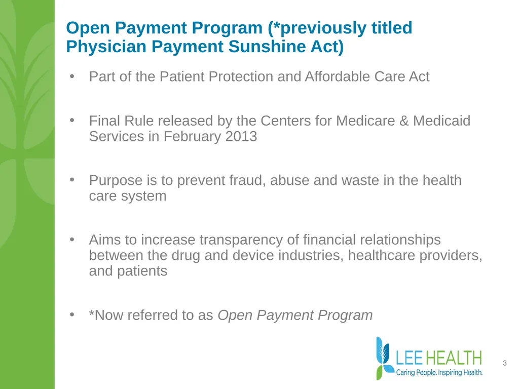 Disclosure of Financial Interest Policy Disclosure - slide 3 of 15