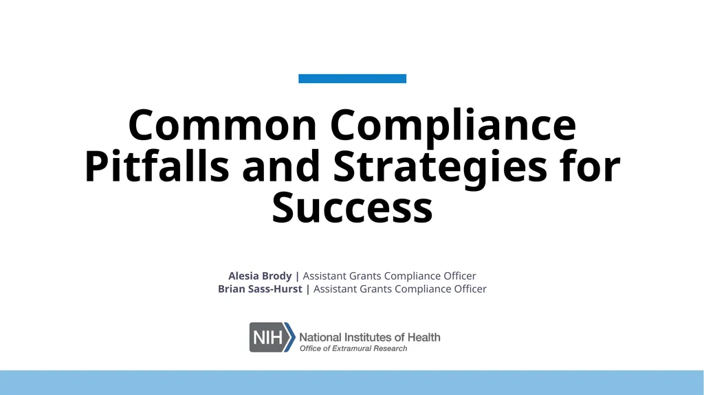 Common Compliance Pitfalls and Strategies for - slide 1 of 31