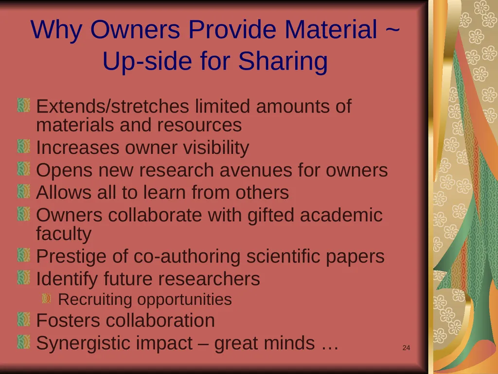 1 Yours? Mine? Ours? Research Collaborations and - slide 24 of 50