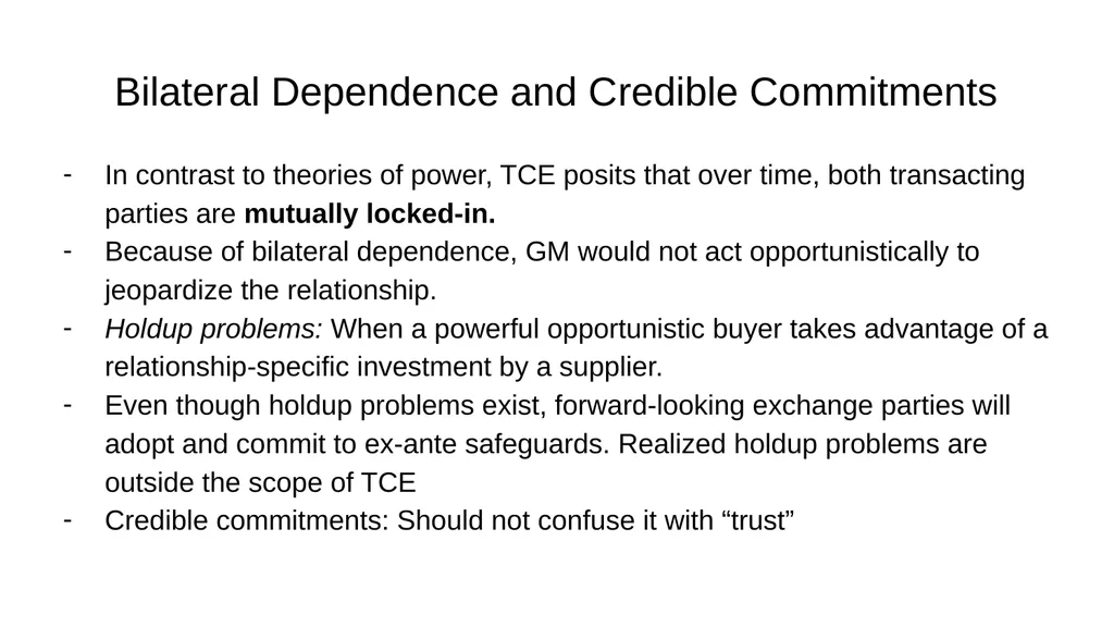 Transaction Cost Economics as a Theory of Supply - slide 14 of 18