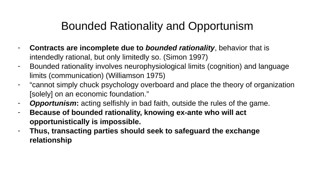 Transaction Cost Economics as a Theory of Supply - slide 12 of 18