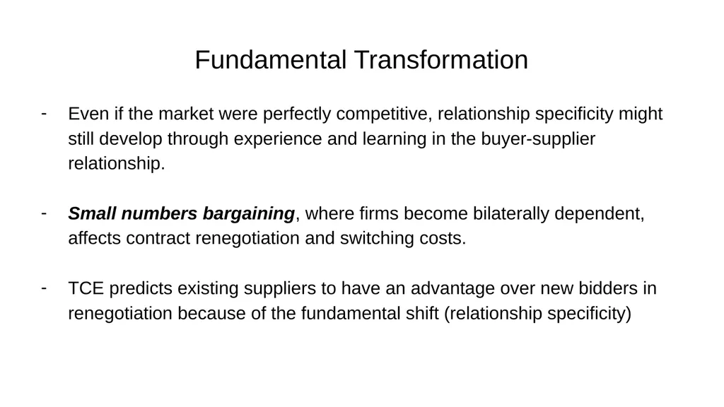 Transaction Cost Economics as a Theory of Supply - slide 15 of 18