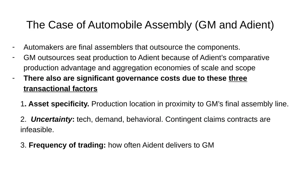 Transaction Cost Economics as a Theory of Supply - slide 11 of 18