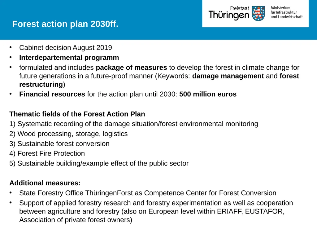 „Forest action plan 2030 ff“ Thuringia´s - slide 6 of 8