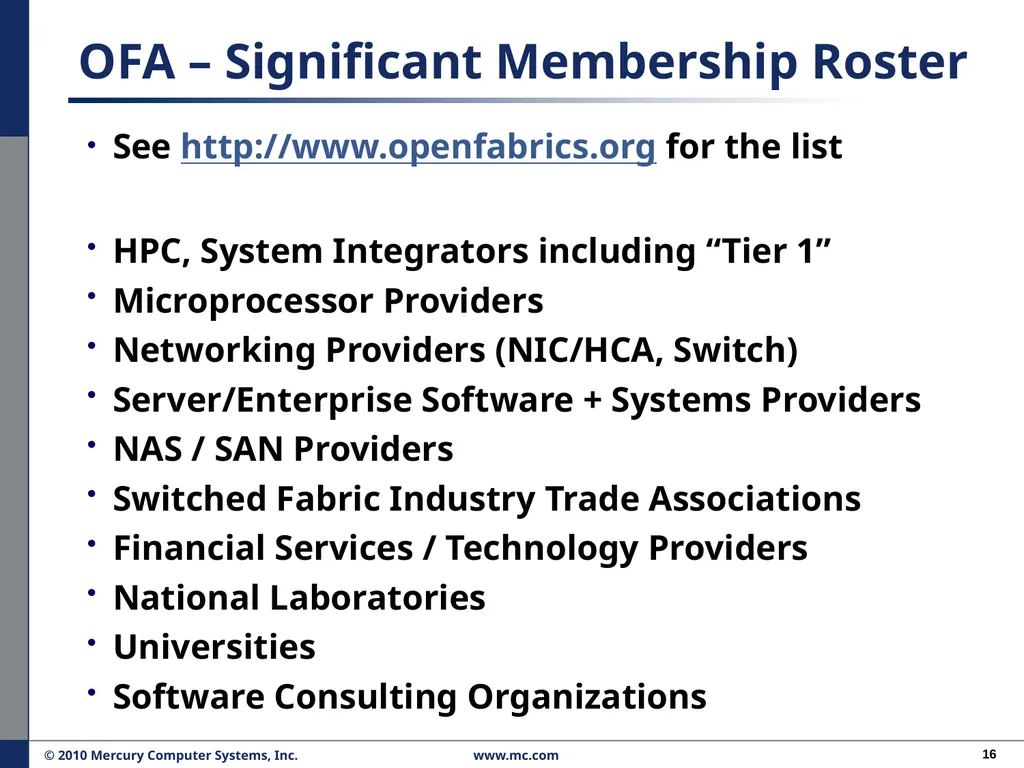 Performance Migration to Open Solutions: OFED* for - slide 16 of 33